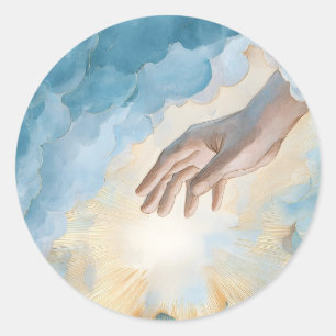 Pegatina Redonda Dios celestial Jesucristo Símbolo religioso modern