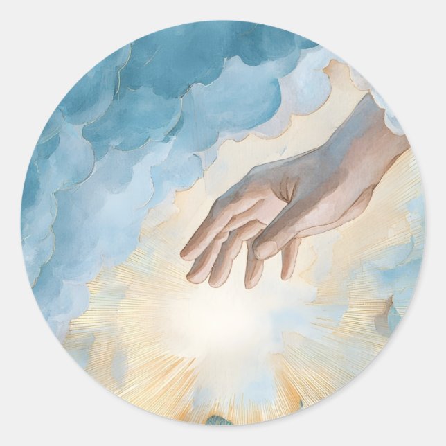 Pegatina Redonda Dios celestial Jesucristo Símbolo religioso modern (Anverso)
