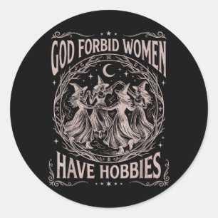 Pegatina Redonda Dios Celestial Retro Prohíba que las Mujeres Tenga