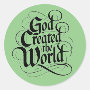 Pegatina Redonda Dios creó el mundo