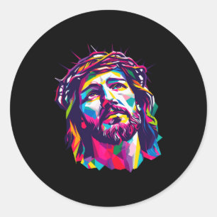 Pegatina Redonda Dios cristiano Cristo Religioso Cree Bendito F