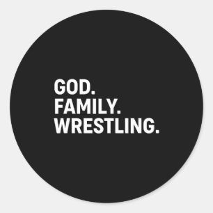 Pegatina Redonda Dios cristiano. Familia. Lucha libre. - Fe Familia