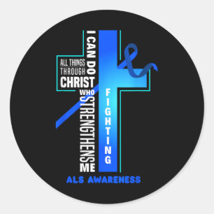 Pegatina Redonda Dios de la fe Jesucristo Als Guerrero Als Luchar c
