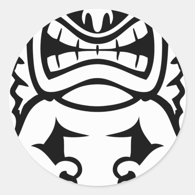 Pegatina Redonda Dios de la máscara hawaiana tiki (Anverso)