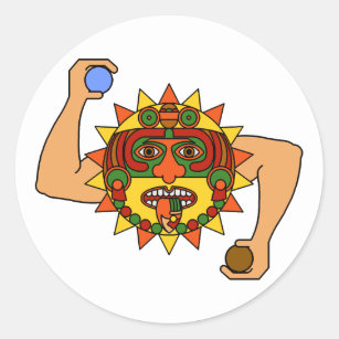Pegatina Redonda Dios del sol maya - Kinich Ahua
