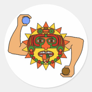 Pegatina Redonda Dios del sol maya - Kinich Ahua