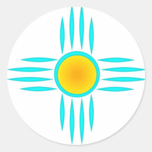 Pegatina Redonda Dios del Sol Turquesa