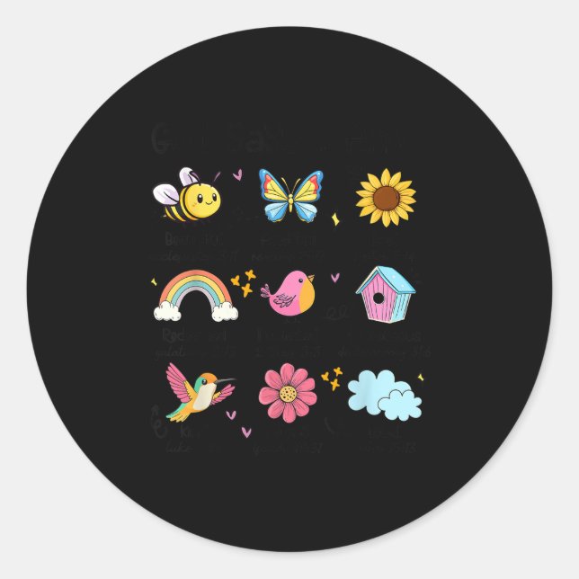 Pegatina Redonda Dios dice que soy bebe primavera cristiana gracios (Anverso)