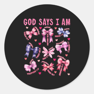 Pegatina Redonda Dios dice que soy una chica cristiana adolescente