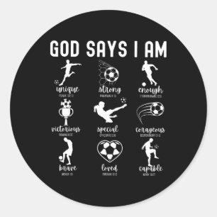 Pegatina Redonda Dios dice que soy versículo bíblico cristiano reli