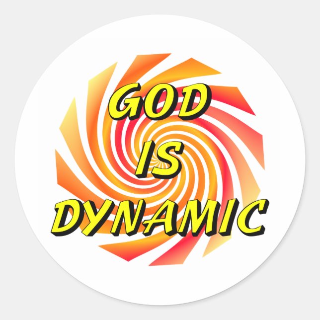 Pegatina Redonda Dios es cristiano dinámico (Anverso)