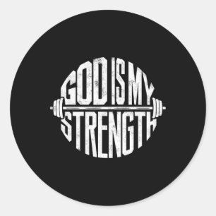 Pegatina Redonda Dios Es Mi Fuerza Fe Cristiana Gimnasio La Mayoría