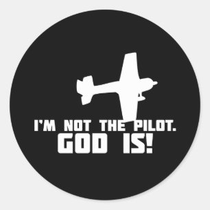 Pegatina Redonda Dios es mi piloto