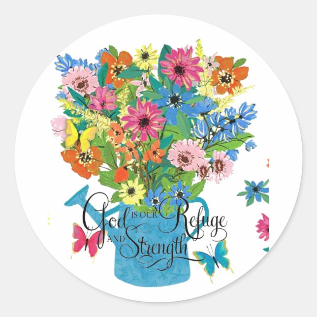 Pegatina Redonda Dios es nuestro refugio (Anverso)