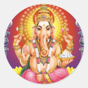 Pegatina Redonda Dios Ganesha