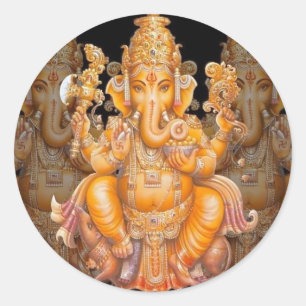 Pegatina Redonda Dios hindú Ganesh