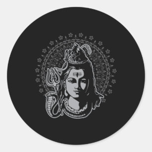 Pegatina Redonda Dios hindú Lord Shiva Mahadeva Tridente Hinduismo 