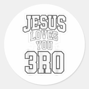Pegatina Redonda Dios Jesús te ama hermano niño cristiano gracioso