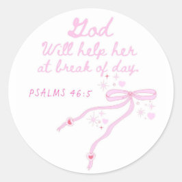 Pegatina Redonda Dios la ayudará en las vacaciones, Coquette, Rosa