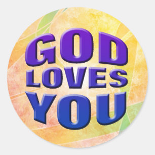 Pegatina Redonda Dios le ama #2