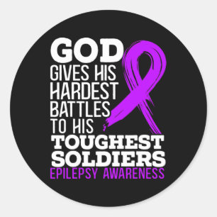 Pegatina Redonda Dios Le Da Su Más Difícil Batalla A Su Más Difícil