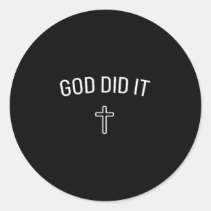 Pegatina Redonda Dios lo hizo - Simple Cruz Religiosa Cristiana Min