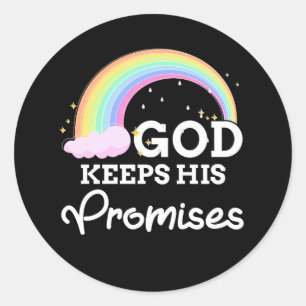 Pegatina Redonda Dios mantiene sus promesas: Arcoiris Religioso Jes