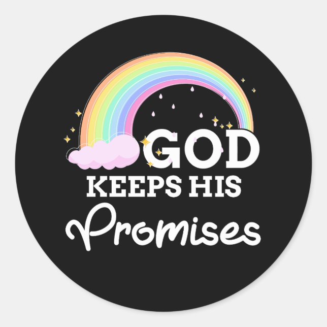 Pegatina Redonda Dios mantiene sus promesas: Arcoiris Religioso Jes (Anverso)