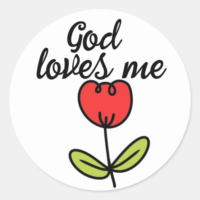 Pegatina Redonda Dios me ama (Anverso)