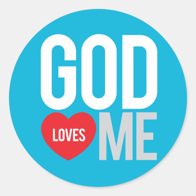 Pegatina Redonda Dios me quiere (Anverso)