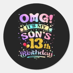 Pegatina Redonda Dios mío es el cumpleaños número 13 de mi hijo Fel