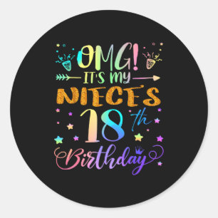 Pegatina Redonda Dios mío es el cumpleaños número 18 de mi sobrina 
