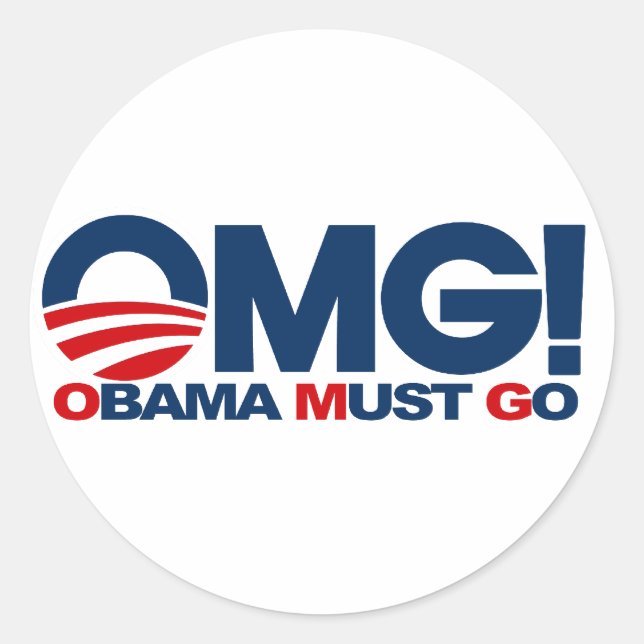 Pegatina Redonda ¡Dios mío! Obama debe irse (Anverso)