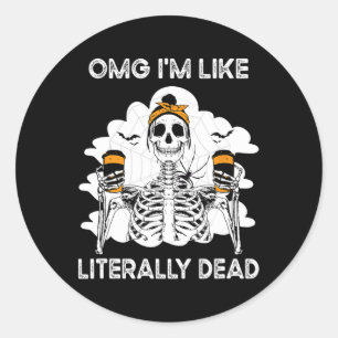 Pegatina Redonda Dios mío, soy como el café de esqueleto muerto lit