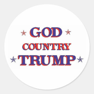 PEGATINA REDONDA DIOS PAÍS TRUMP