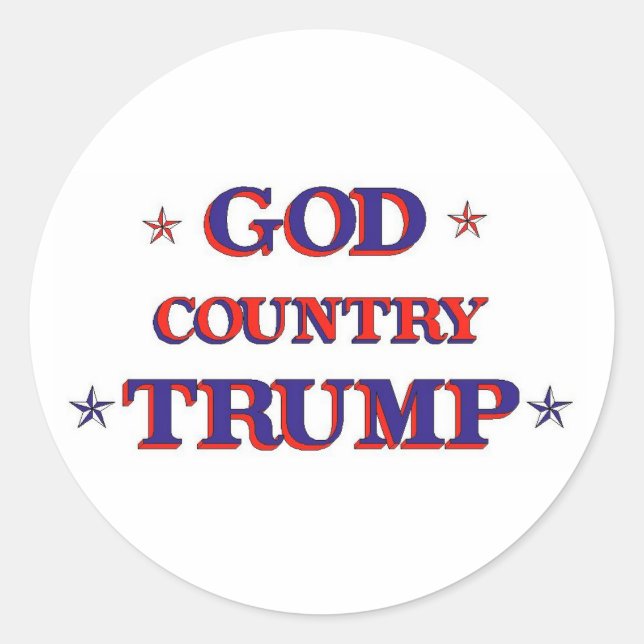 PEGATINA REDONDA DIOS PAÍS TRUMP (Anverso)