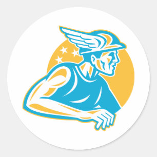 Pegatina Redonda Dios romano Mercury Hermes