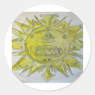 Pegatina Redonda Dios Sol