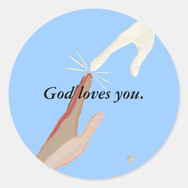 Pegatina Redonda Dios te ama Energía, Pegatinas multirraciales de m (Anverso)