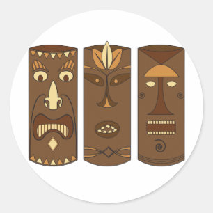 Pegatina Redonda Dios y diosa de Tiki