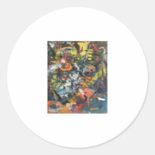 Pegatina Redonda Diosa de Feathered Resumen Hankamer Artjunkhaus