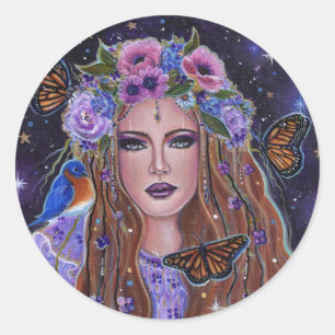 Pegatina Redonda Diosa de Persephone por Renee L Lavoie