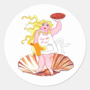 Pegatina Redonda "Diosa doméstica" - ¡Besa al cocinero! Ronda clási