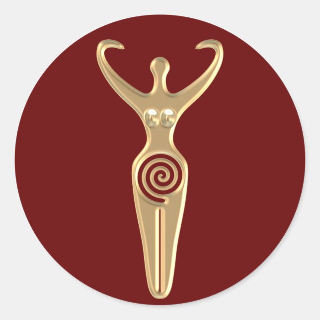 Pegatina Redonda Diosa espiral (Anverso)