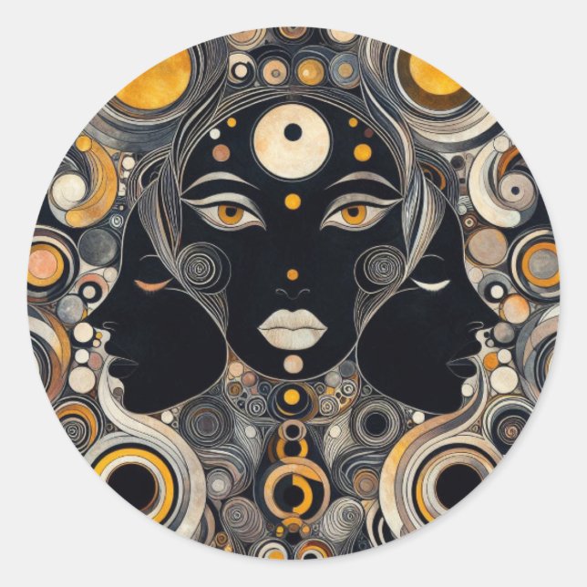 Pegatina Redonda "Diosa eterna" (Anverso)