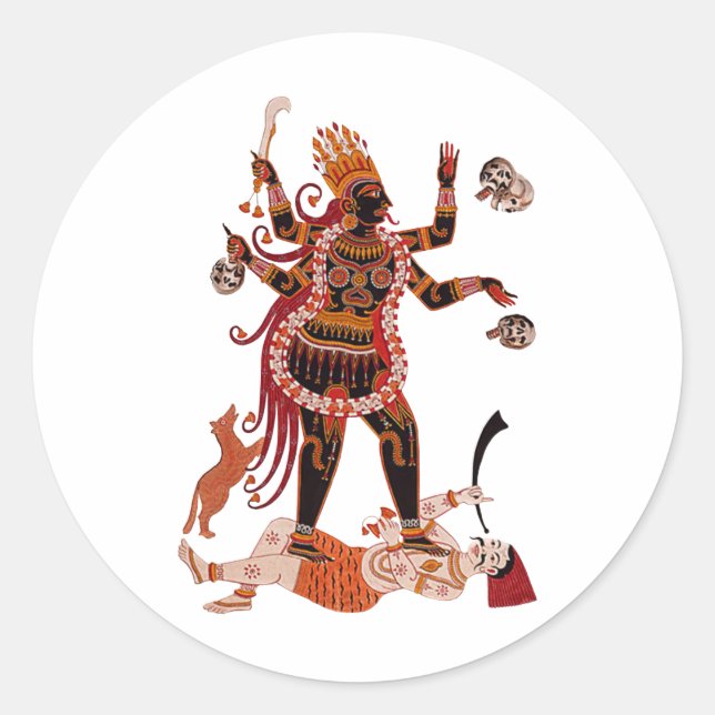 Pegatina Redonda Diosa Kali (Anverso)