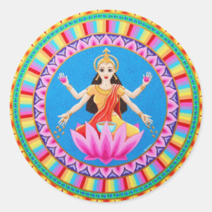 Pegatina Redonda Diosa Lakshmi mandala