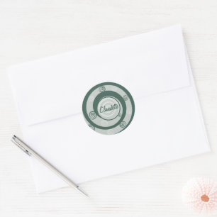 Pegatina Redonda Diosa pagana espiral verde personalizada