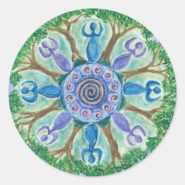 Pegatina Redonda Diosas Pegatinas bailando (Anverso)