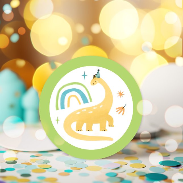 Pegatina Redonda Diplodocus Dinosaur Birthday Party Favor (Subido por el creador)